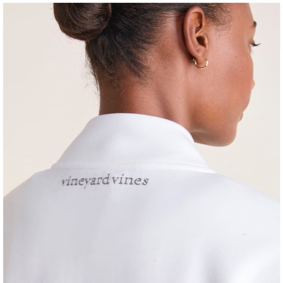 Vineyard Vines Performance Silky Scuba Oversized White Quarter Zip Pullover Sz M - Picture 10 of 13